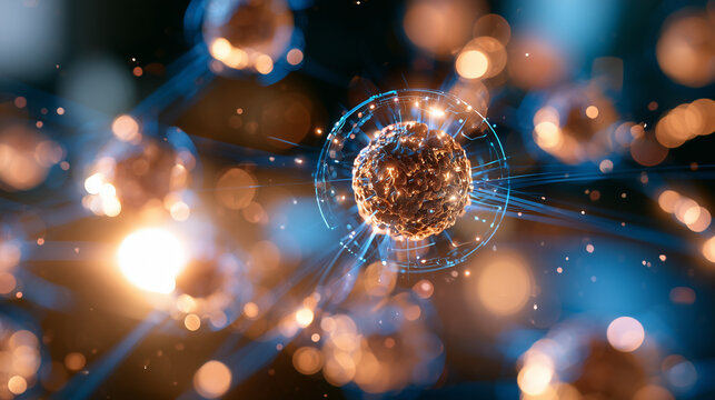 Futuristic medical concept showing immune cells using targeted receptors to identify and destroy mutated cancer cells, with data overlays and neural pathways cancer immunity commer