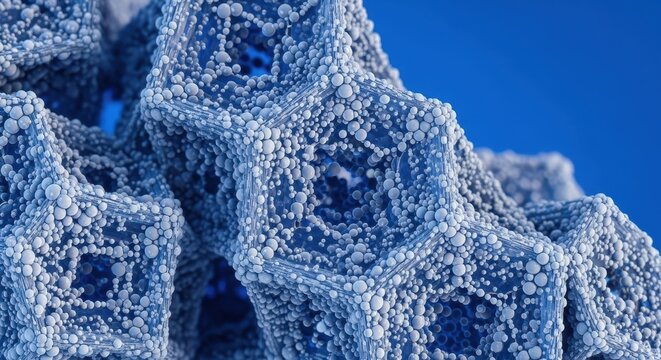 Complex Geometric Lattice Structure Against Blue Sky.