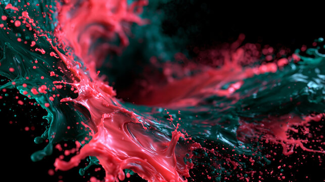 Abstract Paint Splash Explosion in Motion on Black