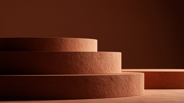 Terracotta Stepped Podium for Product Display Mockup