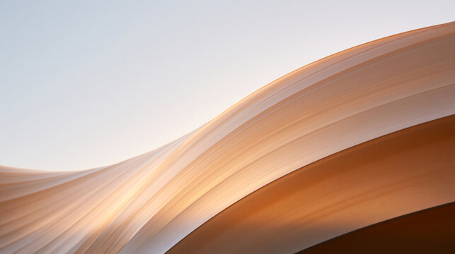 Modern Abstract Curved Architecture Building Detail in Sunlight