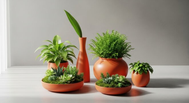 Creative Carrot Planters with Green Herbs on White Surface.