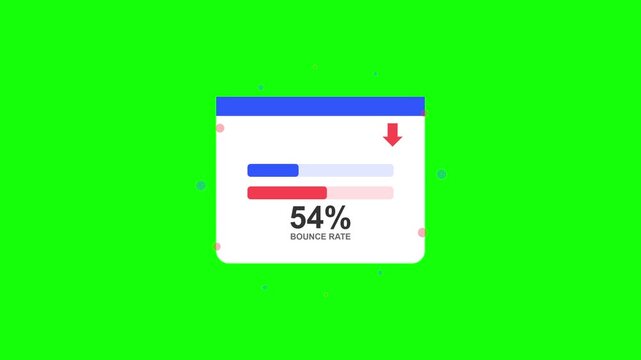 Bounce rate optimization analytics interface animation on green screen.