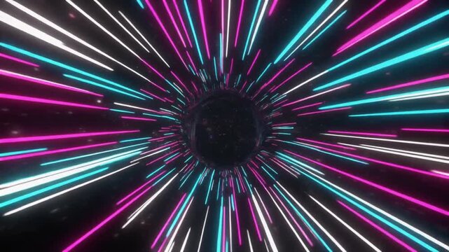ネオンの光線が疾走するタイムワープハイパースペース背景