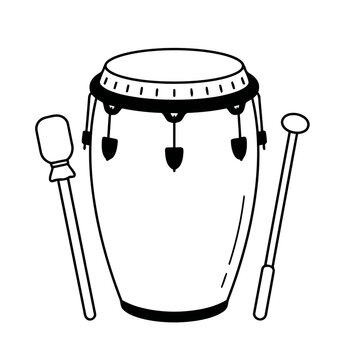 Conga drum with drumsticks