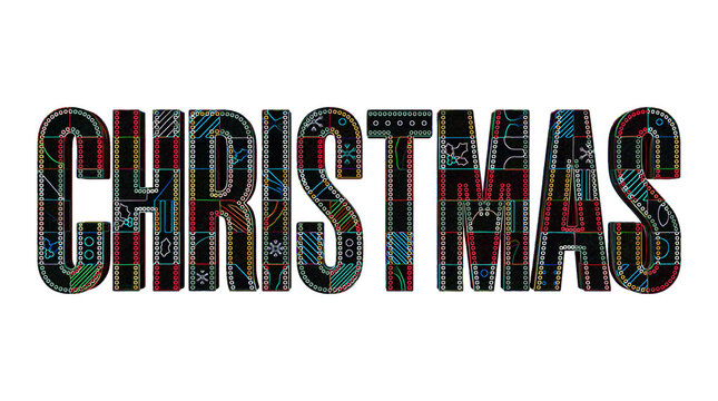 Christmas Word 3D Typography Fabric Text Felt Holiday Pattern