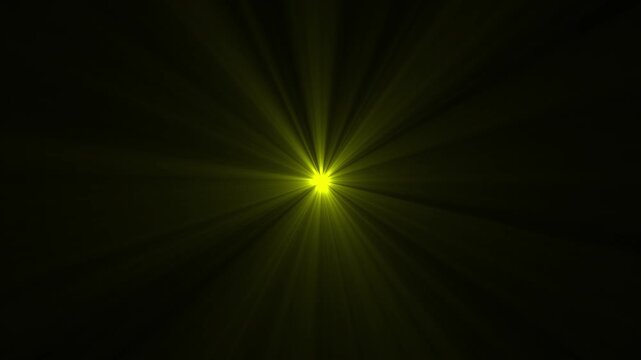 Volumetric light ray animation with glowing sunbeam lens flare overlay on dark background loop