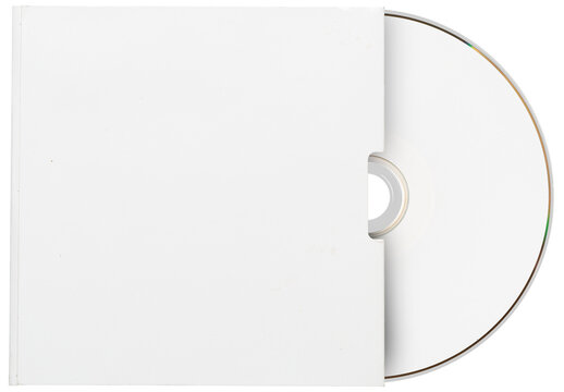 Vintage blank white CD sleeve with disc media. png isolated on transparent background