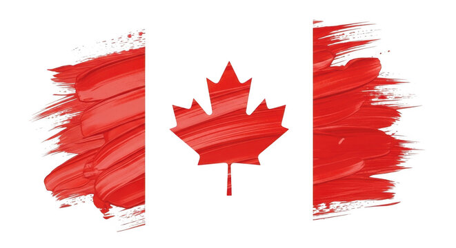 Canadian flag paint stroke design isolated on transparent background
