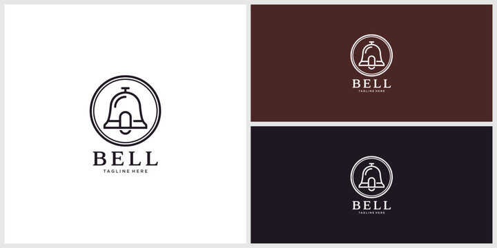 Vintage hotel bell logo design inside a circular frame with retro typography