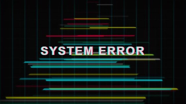 System Error Message with Glitch and Distortion Effects on Screen.