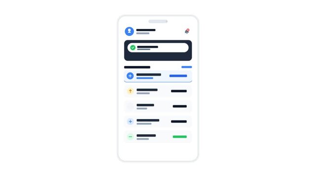 Dynamic mobile app interface displaying user activity timeline.
