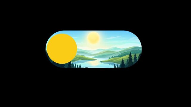 Day and night cycle toggle switch animation isolated on transparent background