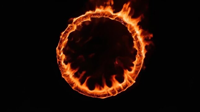 Burning ring of fire on black background
