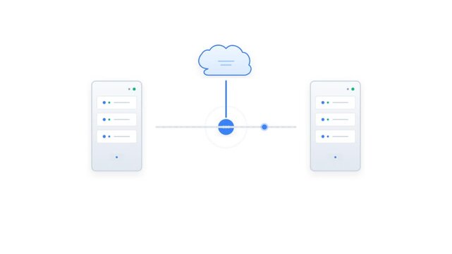 Cloud Based Data Transfer Diagram Between Servers And Network Nodes.