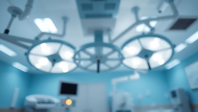 blurred background of a modern hospital operating room