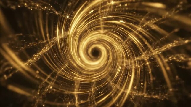Golden particles swirling in a spiral motion