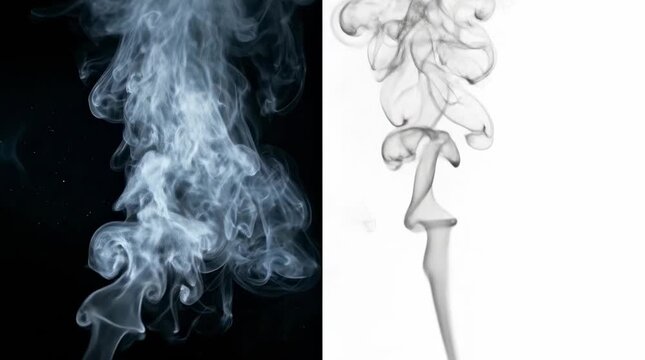 White smoke swirling against black and white background
