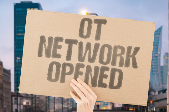 "OT network opened" Security gap for hackers. OT. NETWORK. OPENED. GAP. HACKERS.