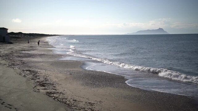 Tyrrhenian Sea Coast and Sandy Dunes of Circeo National Park in Off-Season Winter, Lazio Region