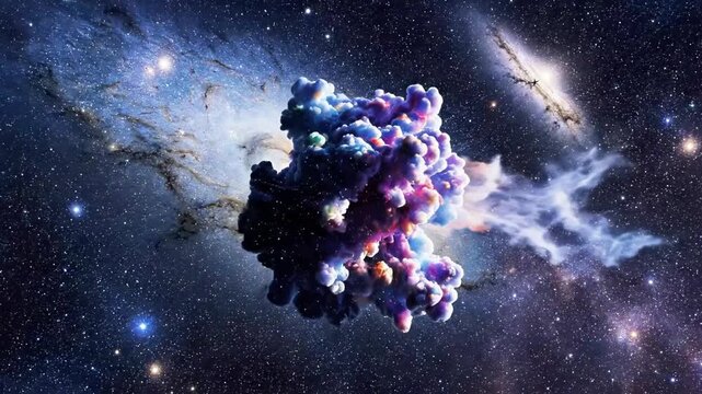 Bright cosmic supernova explosion and glowing nebula.