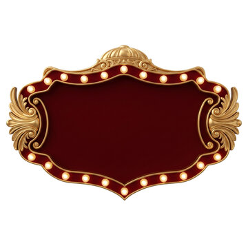Golden Ornate Vintage Marquee Banner Sign with Glowing Lights