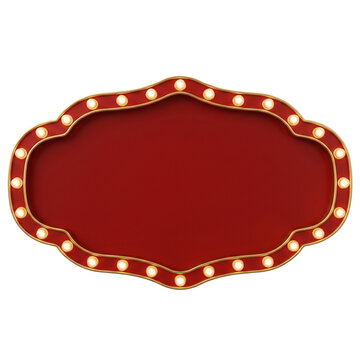 Scalloped Vintage Marquee Sign Frame with Glowing Bulbs