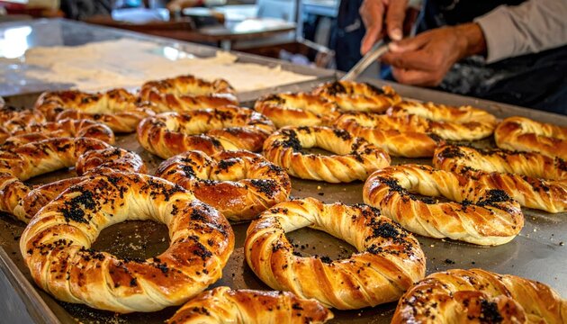 Various photographs showing the making of 'Beypazarı Kurusu', a bakery food, which is a local flavor unique to Ankara's Beypazarı district.