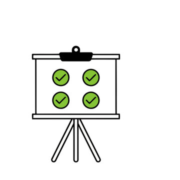 Flip chart with checkmarks
