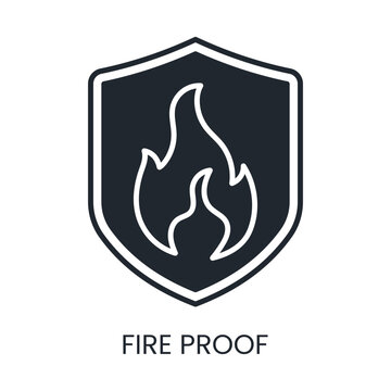 Fire proof shield icon protecting against flames for safety and hazard protection websites