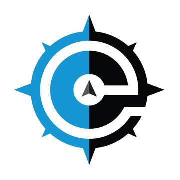 abstract letter E with compass Logo