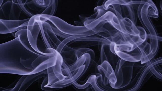 abstract purple smoke flowing horizontally into delicate swirls on black background