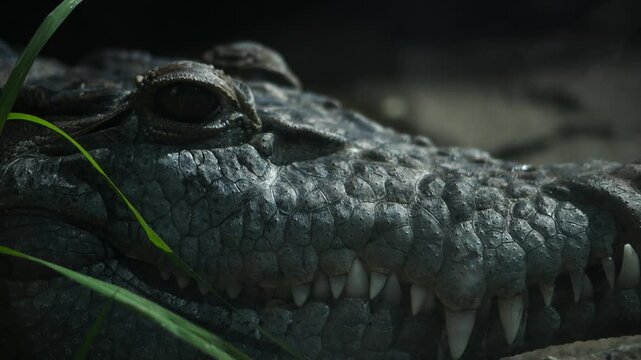 Cinematic Close up Philippine Crocodile with Teeth and Snout