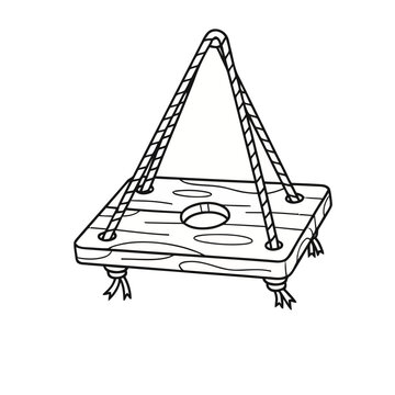 Wooden pillory with ropes
