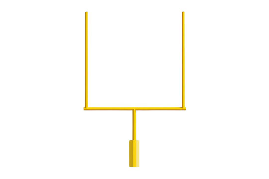 Simple golden football goal post with upright bars