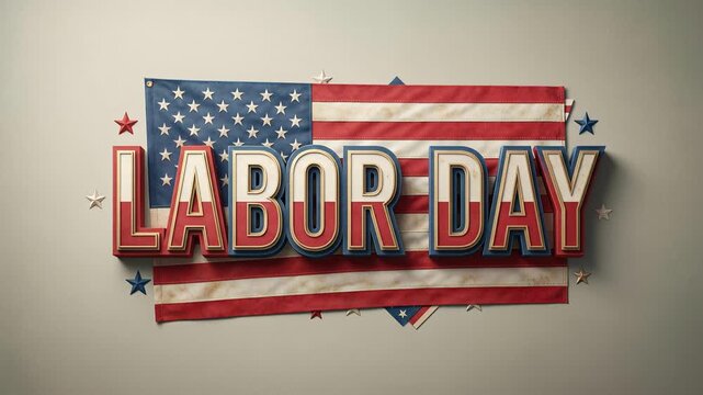 Labor Day USA Typography with American Flag and Construction Tools