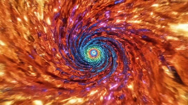 Vibrant cosmic vortex with swirling purple and blue nebula