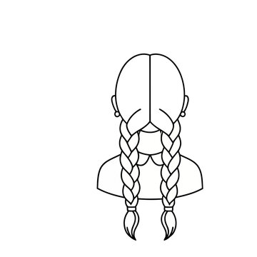Illustration of a person with braided hair from behind