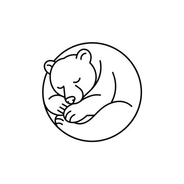 Cute sleeping bear cub illustration