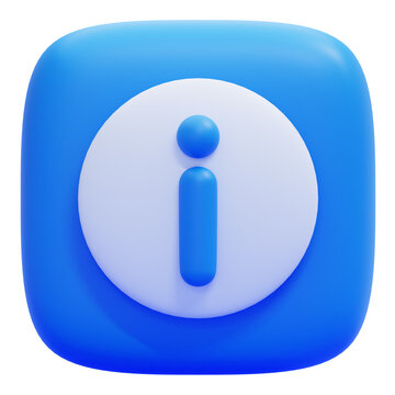 3D Blue Information Icon Button with White Circle Background for Help and Support User Interface