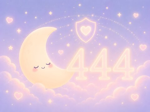 Dreamy night sky with glowing 444