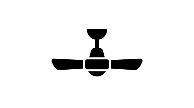 Modern ceiling fan silhouette vector art isolated on white background