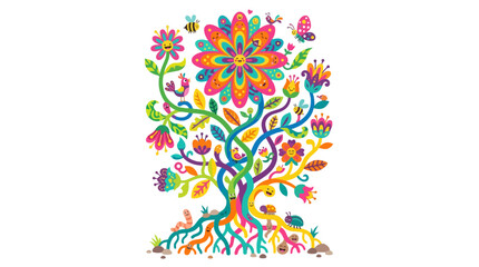 Obraz premium Vibrant Colorful Tree of Life Illustration.