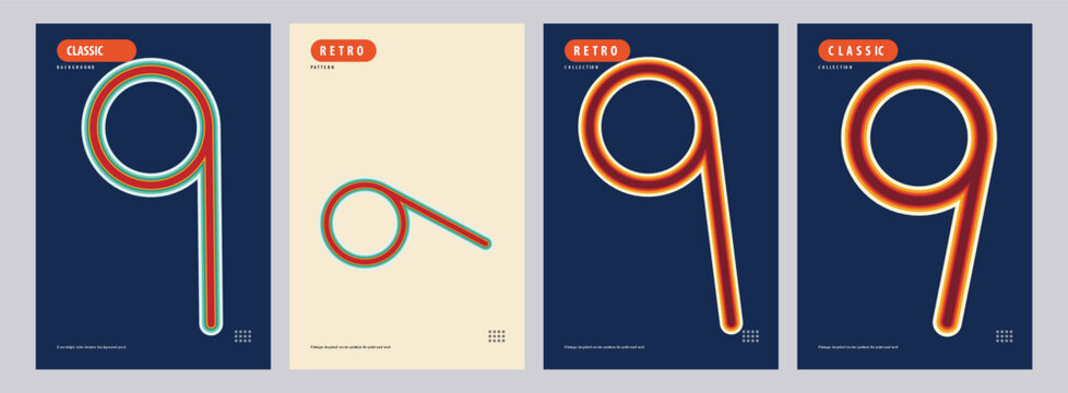Minimalist geometric numerical poster design featuring stylish number nine typography in a modern graphic art collection set