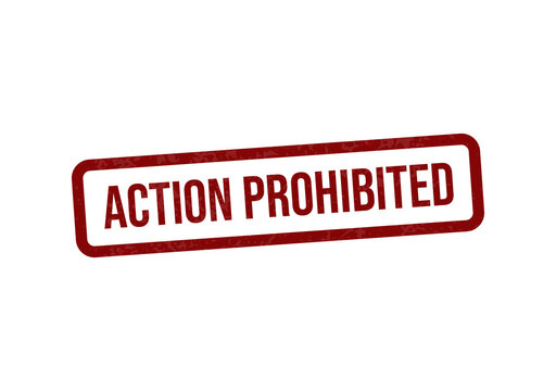 Red action prohibited stamp with bold white text isolated on transparent background