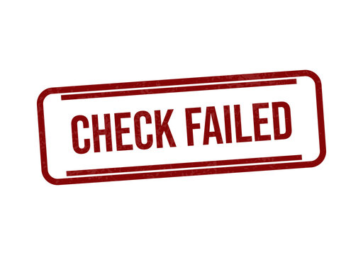 Red check failed stamp with bold text isolated on transparent background
