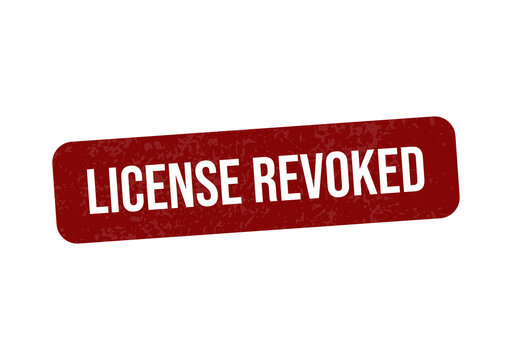 Red license revoked banner with bold white text isolated on transparent background