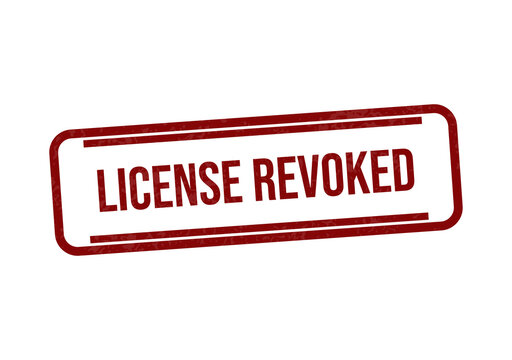 Red license revoked stamp on white background isolated on transparent background