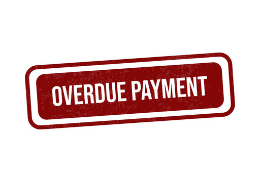 Red overdue payment warning label with bold text isolated on transparent background