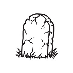 Fototapeta premium Old cracked tombstone illustration for halloween theme.
